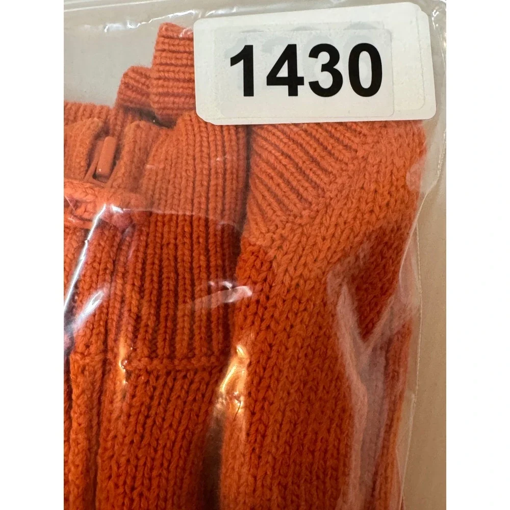 Eileen Fisher Sweater Womens L Orange Zip Up Mock Neck Casual Summer Layering‎